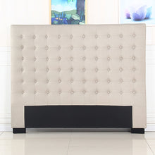 Load image into Gallery viewer, Bed Head King Beige Headboard Upholstery Fabric Tufted Buttons