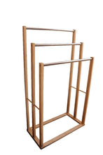Load image into Gallery viewer, Bamboo Towel Bar Metal Holder Rack 3-Tier Freestanding for Bathroom and Bedroom