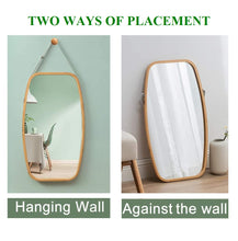 Load image into Gallery viewer, CARLA HOME Hanging Full LengthWall Mirror - Solid Bamboo Frame and Adjustable Leather Strap for Bathroom and Bedroom