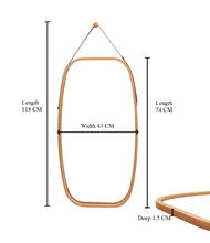 Load image into Gallery viewer, CARLA HOME Hanging Full LengthWall Mirror - Solid Bamboo Frame and Adjustable Leather Strap for Bathroom and Bedroom