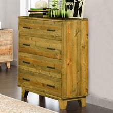 Load image into Gallery viewer, Tallboy with 4 Storage Drawers in Wooden Light Brown Colour