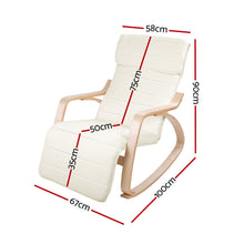 Load image into Gallery viewer, Artiss Fabric Rocking Armchair with Adjustable Footrest - Beige