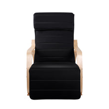 Load image into Gallery viewer, Artiss Fabric Rocking Armchair with Adjustable Footrest - Black