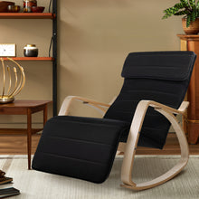 Load image into Gallery viewer, Artiss Fabric Rocking Armchair with Adjustable Footrest - Black