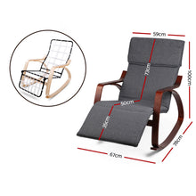 Load image into Gallery viewer, Artiss Fabric Rocking Armchair with Adjustable Footrest - Charcoal