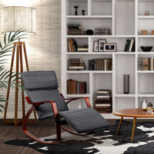 Load image into Gallery viewer, Artiss Fabric Rocking Armchair with Adjustable Footrest - Charcoal
