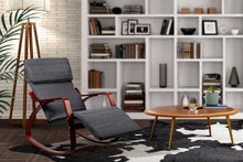 Load image into Gallery viewer, Artiss Fabric Rocking Armchair with Adjustable Footrest - Charcoal