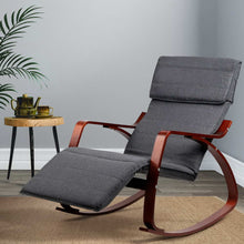 Load image into Gallery viewer, Artiss Fabric Rocking Armchair with Adjustable Footrest - Charcoal