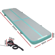 Load image into Gallery viewer, Everfit GoFun 3X1M Inflatable Air Track Mat with Pump Tumbling Gymnastics Green