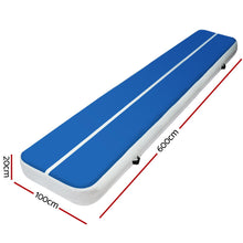 Load image into Gallery viewer, 6m x 1m Inflatable Air Track Mat 20cm Thick Gymnastic Tumbling Blue And White