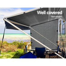 Load image into Gallery viewer, Grey Caravan Privacy Screen 1.95 x 2.2M End Wall Side Sun Shade Roll Out Awning