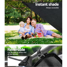 Load image into Gallery viewer, Black Caravan Privacy Screen 1.95 x 2.2M End Wall or Side Sun Shade Roll Out