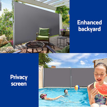 Load image into Gallery viewer, Set of 2 Instahut Side Awning Sun Shade Outdoor Blinds Retractable Screen 1.8X3M GR