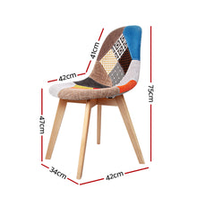Load image into Gallery viewer, Retro Beech Fabric Multi Colour Dining Chair - Set of 2
