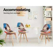 Load image into Gallery viewer, Retro Beech Fabric Multi Colour Dining Chair - Set of 2