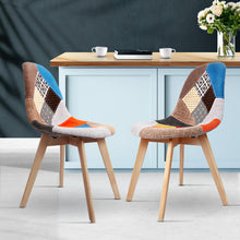 Load image into Gallery viewer, Retro Beech Fabric Multi Colour Dining Chair - Set of 2