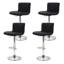 Load image into Gallery viewer, Set of 4 Line Style PU Leather Bar Stools - Black