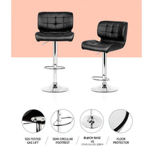 Load image into Gallery viewer, Set of 4 PU Leather Gas Lift Bar Stools - Black and Chrome