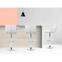 Load image into Gallery viewer, Set of 4 PU Leather Gas Lift Bar Stools - White and Chrome