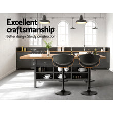 Load image into Gallery viewer, Artiss Bar Stools Swivel Chair Kitchen Gas Lift Wooden Bar Stool Leather Black