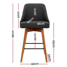 Load image into Gallery viewer, Set of 4 Wooden Fabric Bar Stools With Square Footrest - Charcoal