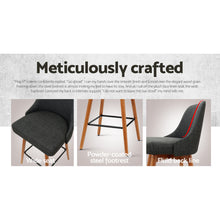 Load image into Gallery viewer, Set of 4 Wooden Fabric Bar Stools With Square Footrest - Charcoal