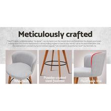 Load image into Gallery viewer, Set of 4 Wooden Fabric Bar Stools With Circular Footrest - Light Grey