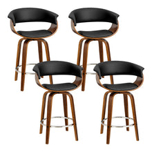 Load image into Gallery viewer, Set of 4 Swivel PU Leather Bar Stool - Wood and Black