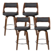 Load image into Gallery viewer, Set of 4 Wooden PU Leather Bar Stools - Black and Wood