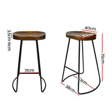 Load image into Gallery viewer, Set of 4 Elm Wood Backless Bar Stools 75cm - Black