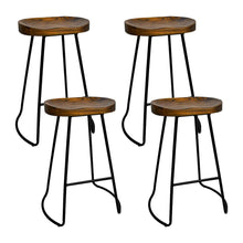 Load image into Gallery viewer, Set of 4 Elm Wood Backless Bar Stools 65cm - Black and Dark Natural