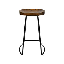 Load image into Gallery viewer, Set of 4 Elm Wood Backless Bar Stools 65cm - Black and Dark Natural