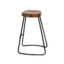 Load image into Gallery viewer, Set of 4 Elm Wood Backless Bar Stools 65cm - Black and Dark Natural