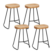 Load image into Gallery viewer, Set of 4 Elm Wood Backless Bar Stools 65cm - Black and Light Natural