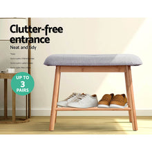 Load image into Gallery viewer, Artiss Shoe Rack Seat Bench Chair Shelf Organisers Bamboo Grey