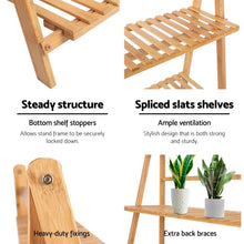 Load image into Gallery viewer, Artiss Bamboo Wooden Ladder Shelf Plant Stand Foldable