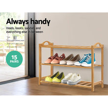 Load image into Gallery viewer, Simple 3 Tiers Bamboo Shoe Rack
