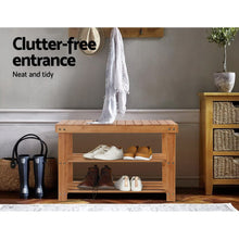 Load image into Gallery viewer, Bamboo Shoe Rack With Wooden Seat