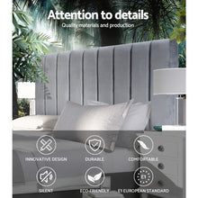 Load image into Gallery viewer, Artiss Bed Head Headboard Double Size Bedhead Velvet Frame Base VELA Grey