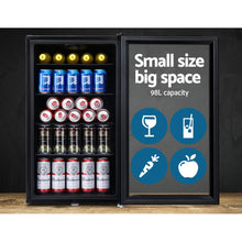Load image into Gallery viewer, Devanti 98L Bar Fridge Glass Door Mini Freezer Fridges Countertop Beverage Commercial