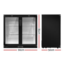 Load image into Gallery viewer, Devanti Bar Fridge 2 Glass Door Commercial Display Freeer Drink Beverage Cooler Black