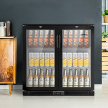 Load image into Gallery viewer, Devanti Bar Fridge 2 Glass Door Commercial Display Freeer Drink Beverage Cooler Black