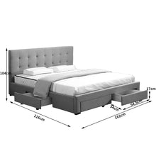 Load image into Gallery viewer, Elegant Space Saving Wooden with Drawers Fabric Cover Queen Size Grey Bed Frame