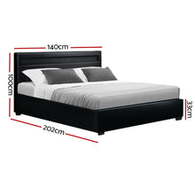 Load image into Gallery viewer, LED PU Leather Gas Lift with Storage Black Double Bed Frame