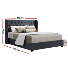 Load image into Gallery viewer, Artiss Issa Bed Frame Fabric Gas Lift Storage - Charcoal King
