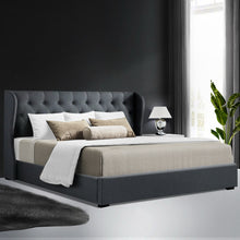 Load image into Gallery viewer, Artiss Issa Bed Frame Fabric Gas Lift Storage - Charcoal King