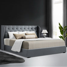 Load image into Gallery viewer, Artiss Issa Bed Frame Fabric Gas Lift Storage - Grey King