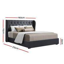 Load image into Gallery viewer, Artiss Issa Bed Frame Fabric Gas Lift Storage - Charcoal Queen
