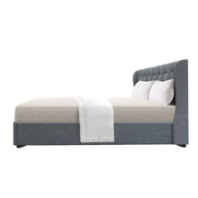 Load image into Gallery viewer, Artiss Issa Bed Frame Fabric Gas Lift Storage - Grey Queen
