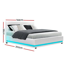 Load image into Gallery viewer, Lumi LEDPU Leather Gas Lift with Storage White Double Bed Frame